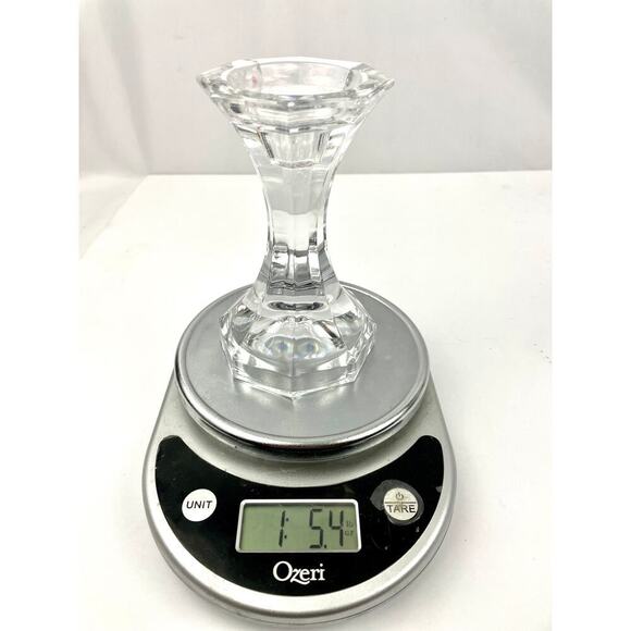 VTG Pair Of Heavy Lead Crystal Glass Candlesticks 5.5” Ornate Candle Holder - Picture 6 of 11